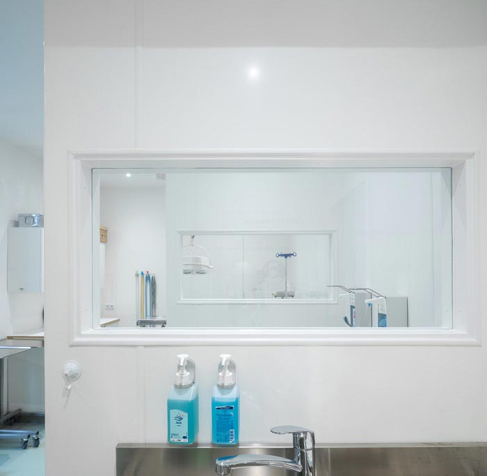 Sterile prep room with hand washing facilities